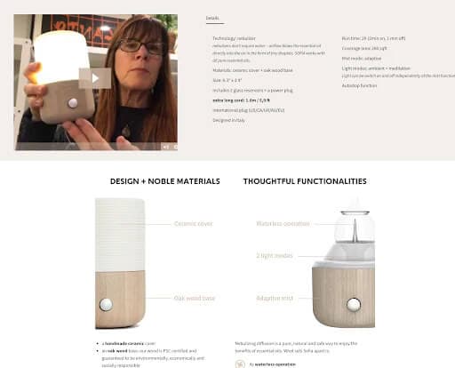 Interactive and visually appealing product page on an eCommerce website.