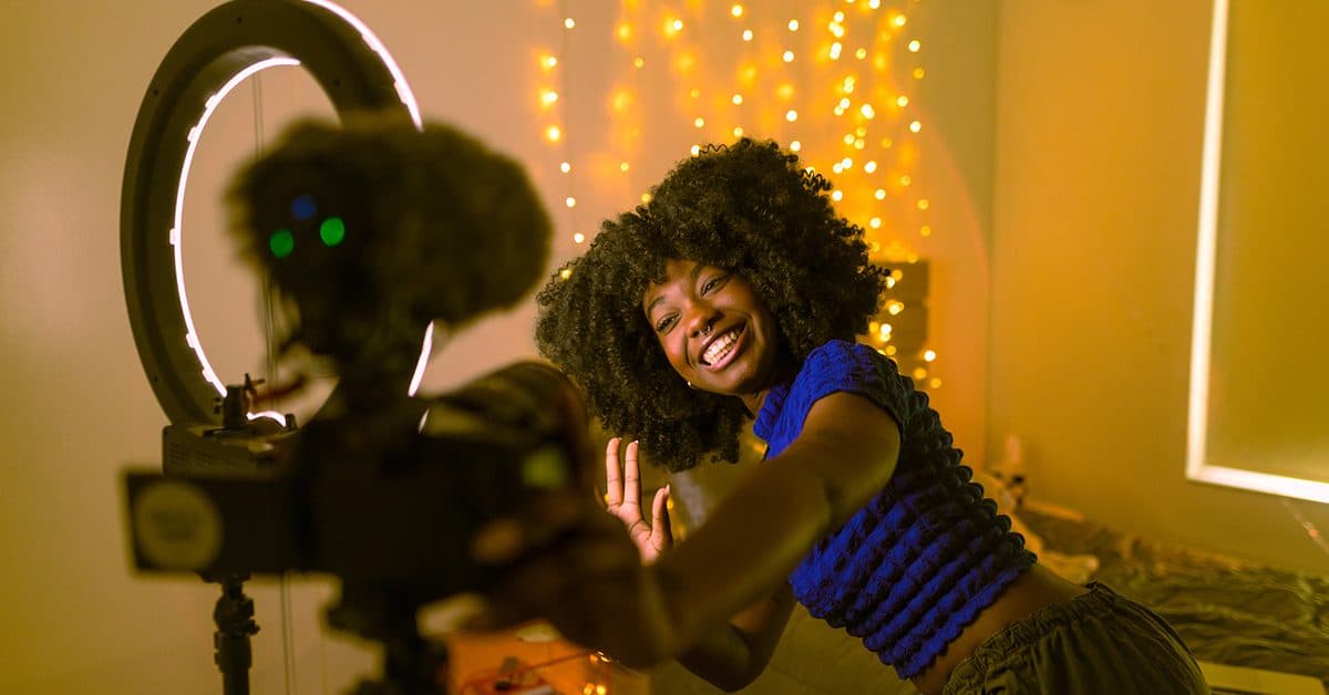 a person creating user generated content with a video camera