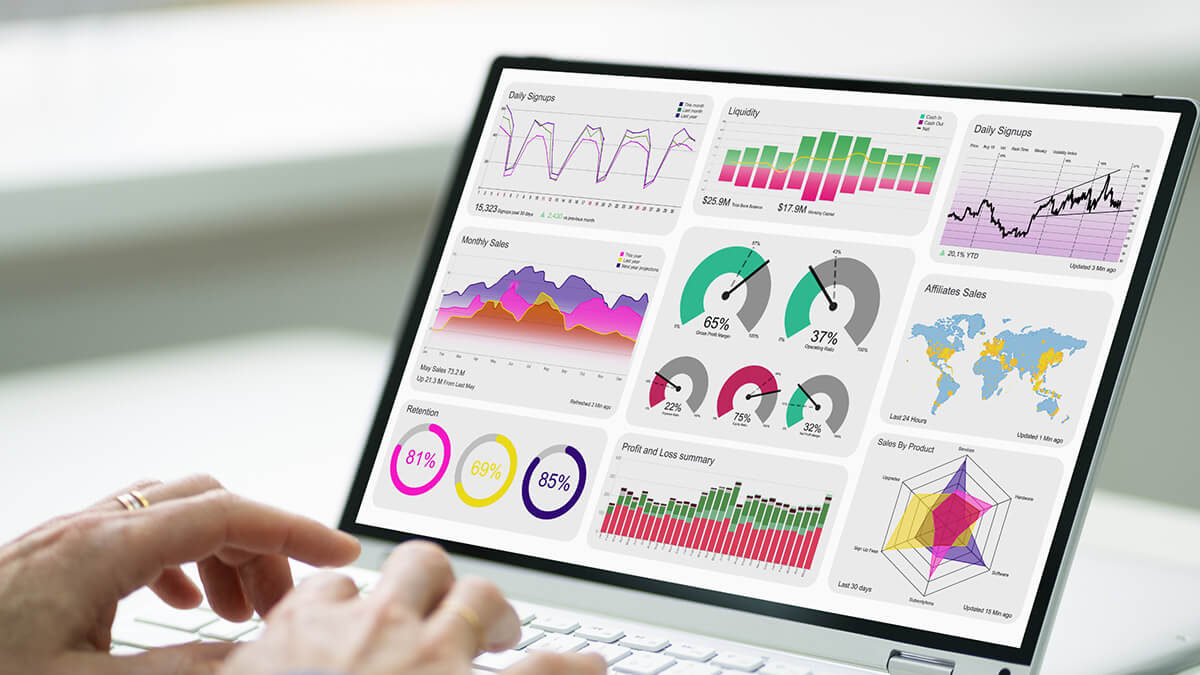 a laptop screen showing analytics from a lead generation campaign