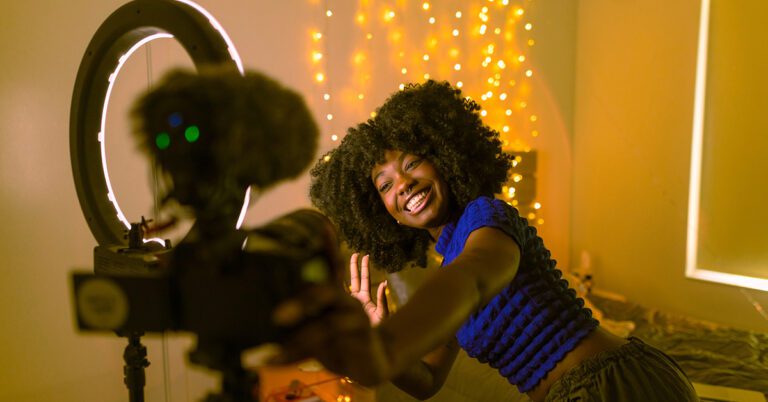 a person creating user generated content with a video camera
