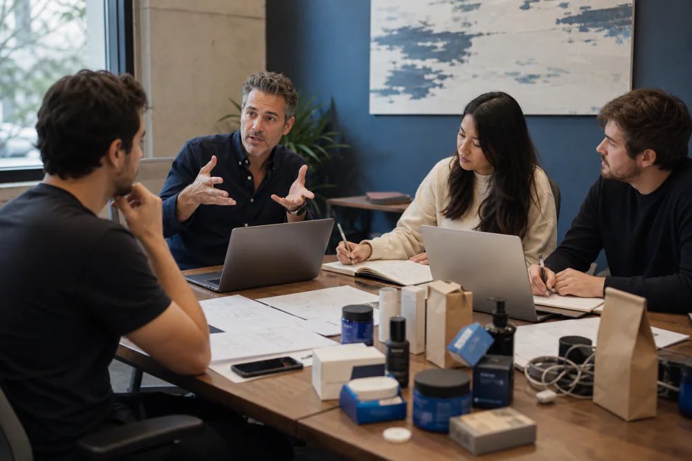 Ecommerce founder meeting with an SEO consultant and agency implementation team