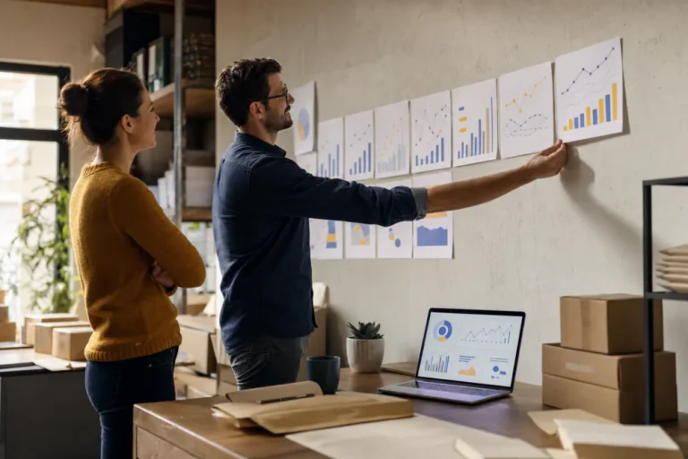 SEO strategist and business owner reviewing month-by-month organic growth