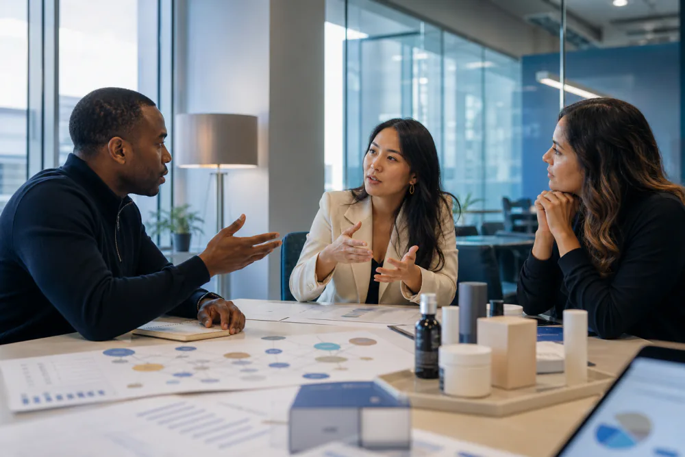 Ecommerce founder interviewing an affiliate marketing agency team